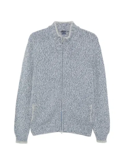 Fedeli Long-sleeve Zip-fastening Cardigan In Gray