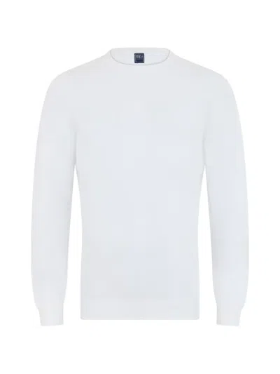Fedeli Long-sleeved Cotton Sweater In White