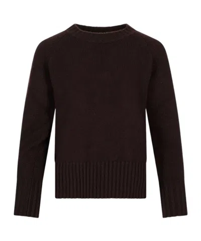 Fedeli Long-sleeved Crewneck Jumper In Brown