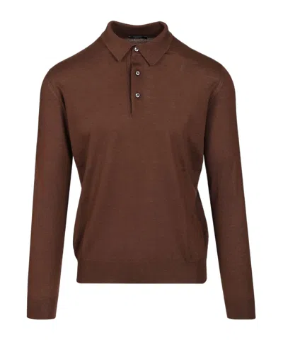 Fedeli Button-fastening Fine-knit Sweater In Brown