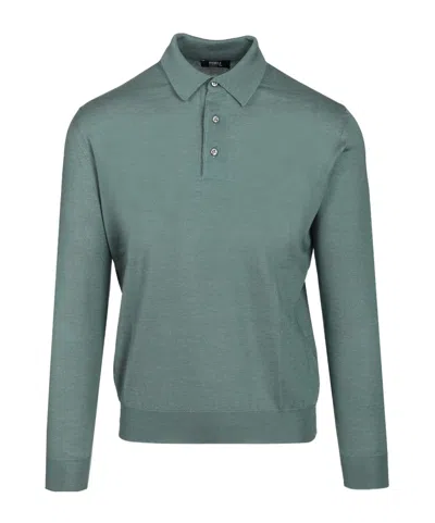 Fedeli Long-sleeve Polo Sweater In Green