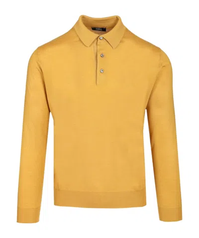 Fedeli Fine-knit Polo Sweater In Yellow