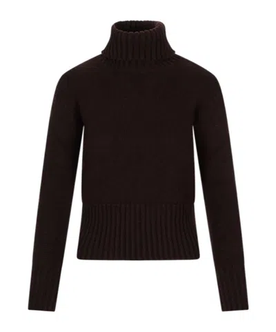 Fedeli Long-sleeved Turtleneck Jumper In Brown