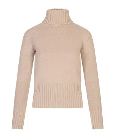 Fedeli Long-sleeved Turtleneck Jumper In Nude