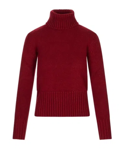 Fedeli Long-sleeved Turtleneck Jumper In Burgundy