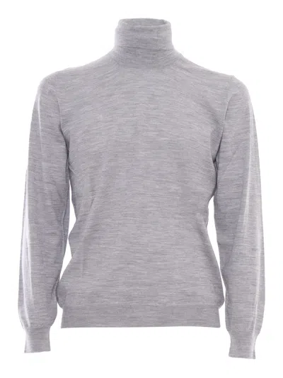 Fedeli Turtle Neck L/s Knitted Sweater Man In Brown