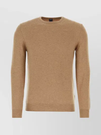 Fedeli Luxurious Cashmere Crew-neck Sweater In Naturale