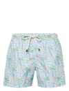 Fedeli Madeira Botanical-print Swim Shorts In White