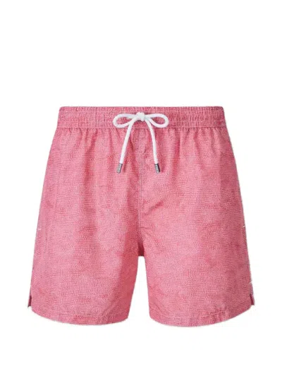 Fedeli Madeira Cross-print Swim Shorts In Brown