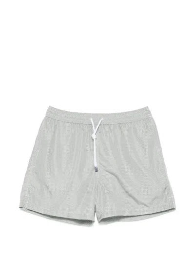 Fedeli Madeira Drawstring Patterned Swim Shorts In Gray