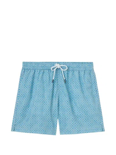 Fedeli Madeira Geometric-print Swim Shorts In Blue