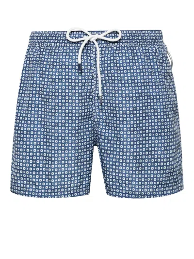 Fedeli Madeira Graphic-print Swim Shorts In Blue