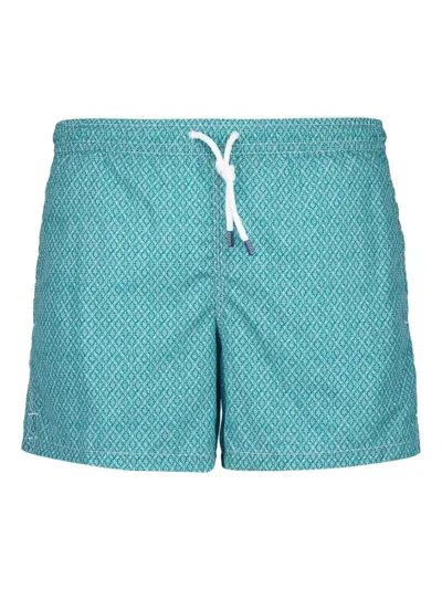 Fedeli Madeira Printed Swim Shorts In Green