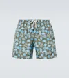 Fedeli Madeira Printed Swim Trunks In Green