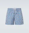 Fedeli Madeira Printed Swim Trunks In Blue