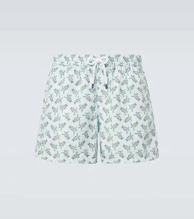 Fedeli Madeira Printed Swim Trunks In Green