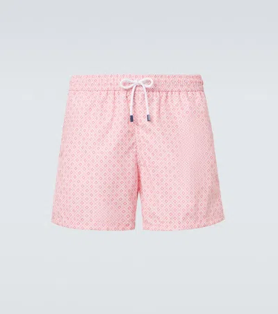 Fedeli Madeira Printed Swim Trunks In Yellow