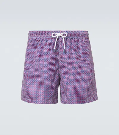 Fedeli Madeira Printed Swim Trunks In Purple