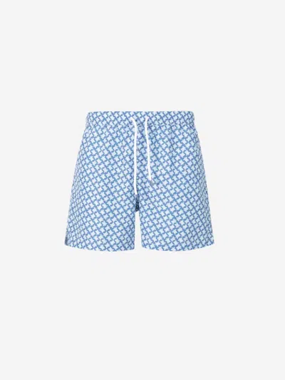 Fedeli Madeira Printed Swimsuit In Cobalt Blue