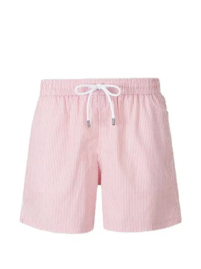 Fedeli Madeira Seersucker Striped Swim Shorts In Pink