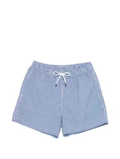 Fedeli Madeira Striped Swim Shorts In Blue