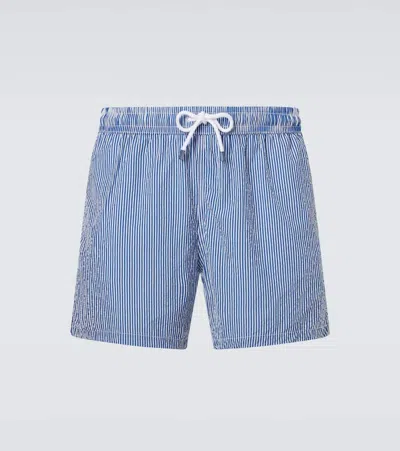 Fedeli Madeira Striped Swim Trunks In Blue