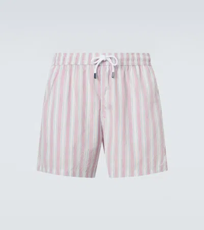 Fedeli Madeira Striped Swim Trunks In Pink