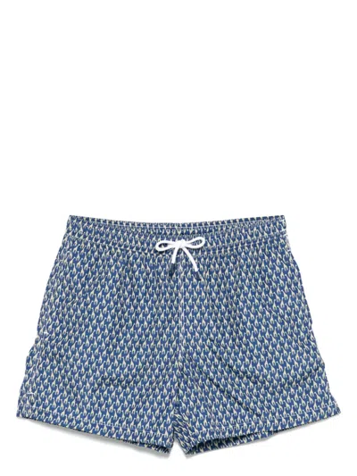 Fedeli Madeira Swim Shorts In Blue/yellow