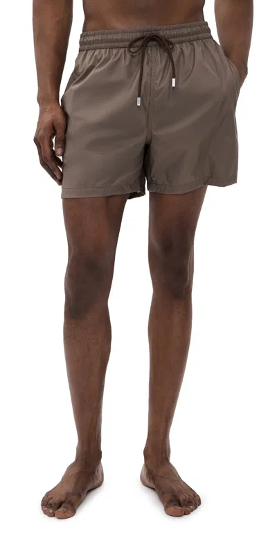 Fedeli Madeira Drawstring Swim Shorts In Brown