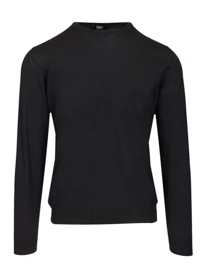 Fedeli Man Sweater Black Size 48 Cotton