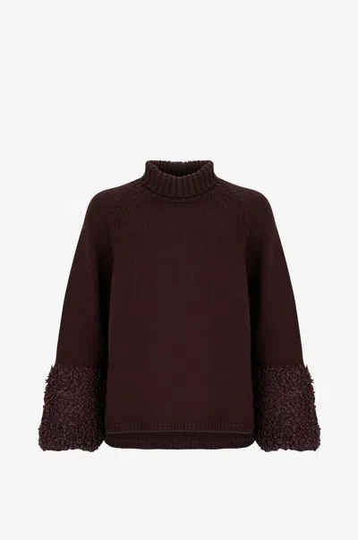 Fedeli "magnetite" Turtleneck Sweater In Wool In Brown