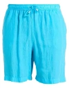 Fedeli Man Beach Shorts And Pants Azure Size 3xl Linen In Blue