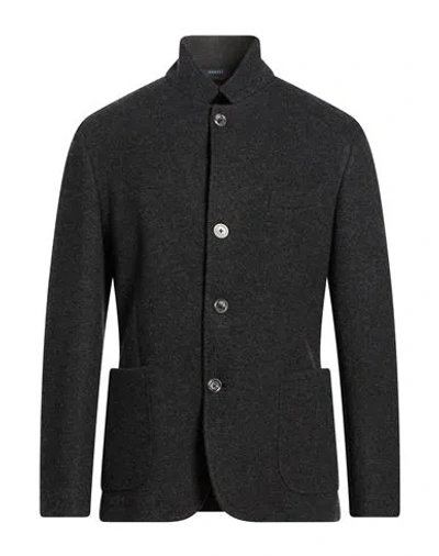 Fedeli Man Blazer Charcoal Size 40 Cashmere In Black