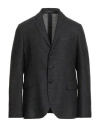 Fedeli Man Blazer Charcoal Size 40 Wool, Silk, Cashmere In Black