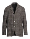 Fedeli Man Blazer Dark Brown Size 40 Alpaca Wool, Cotton, Polyester In Brown