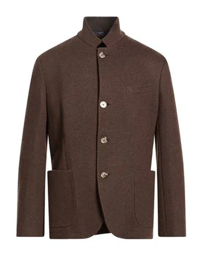 Fedeli Man Blazer Dark Brown Size 40 Cashmere