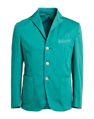 Fedeli Man Blazer Green Size 46 Cotton, Elastane