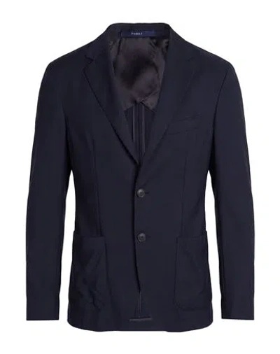 Fedeli Man Blazer Midnight Blue Size 40 Cashmere In Black