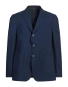 Fedeli Man Blazer Midnight Blue Size 46 Wool, Silk In Blue