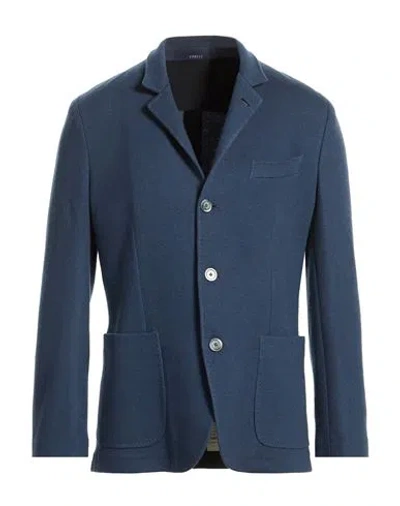 Fedeli Man Blazer Navy Size 38 Cashmere, Lycra In Blue