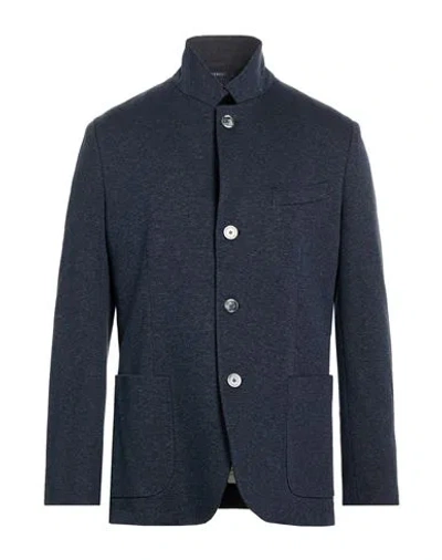 Fedeli Man Blazer Navy Size 40 Cotton, Nylon, Elastane In Blue