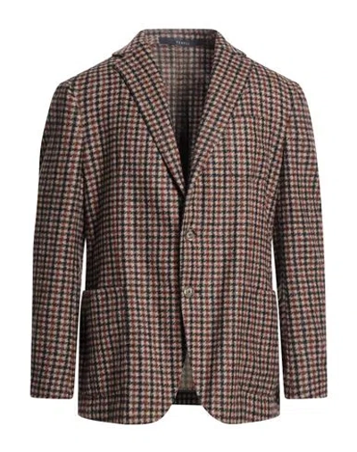 Fedeli Man Blazer Orange Size 38 Baby Alpaca Wool, Wool, Polyester