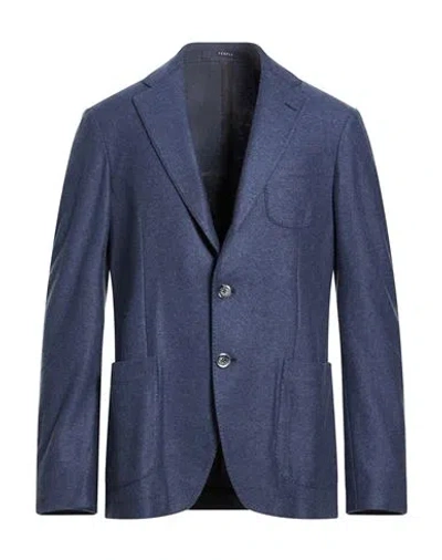 Fedeli Man Blazer Slate Blue Size 40 Cashmere