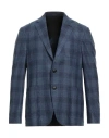 Fedeli Man Blazer Slate Blue Size 40 Wool, Silk, Cashmere In Blue