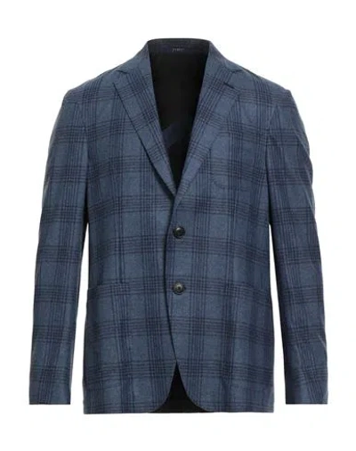 Fedeli Man Blazer Slate Blue Size 40 Wool, Silk, Cashmere