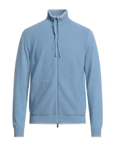 Fedeli Man Cardigan Azure Size 40 Cashmere In Blue