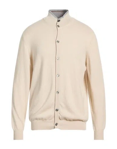 Fedeli Man Cardigan Beige Size 48 Cashmere In White
