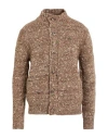 Fedeli Man Cardigan Brown Size 40 Wool, Baby Alpaca Wool, Silk