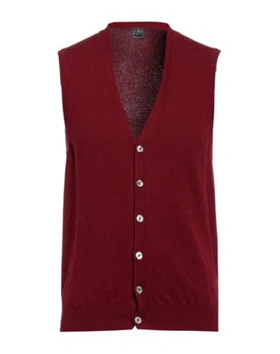 Fedeli Man Cardigan Burgundy Size 46 Cashmere In Red