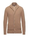 Fedeli Man Cardigan Camel Size 36 Virgin Wool, Cashmere, Polyamide In Beige